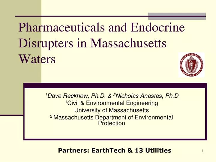 pharmaceuticals and endocrine disrupters in massachusetts waters n.