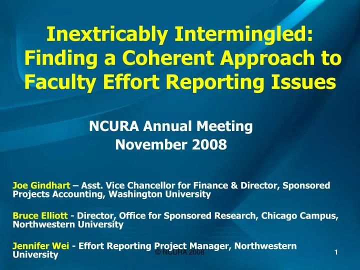 inextricably intermingled finding a coherent approach to faculty effort reporting issues n.