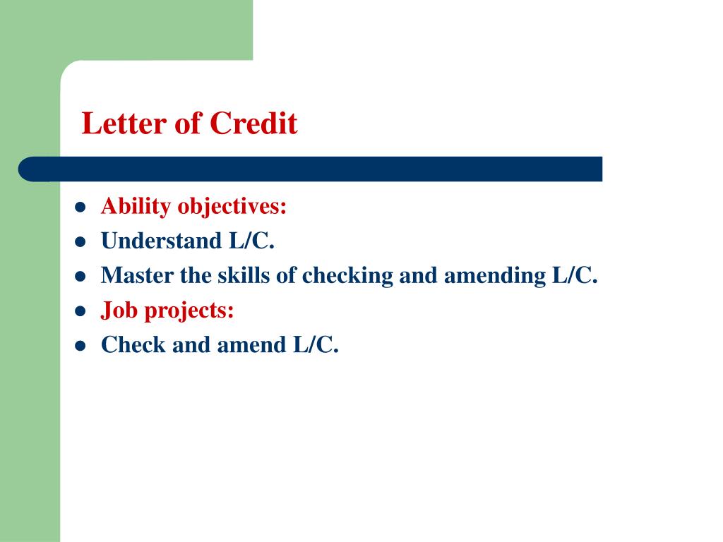 presentation of letters of credit