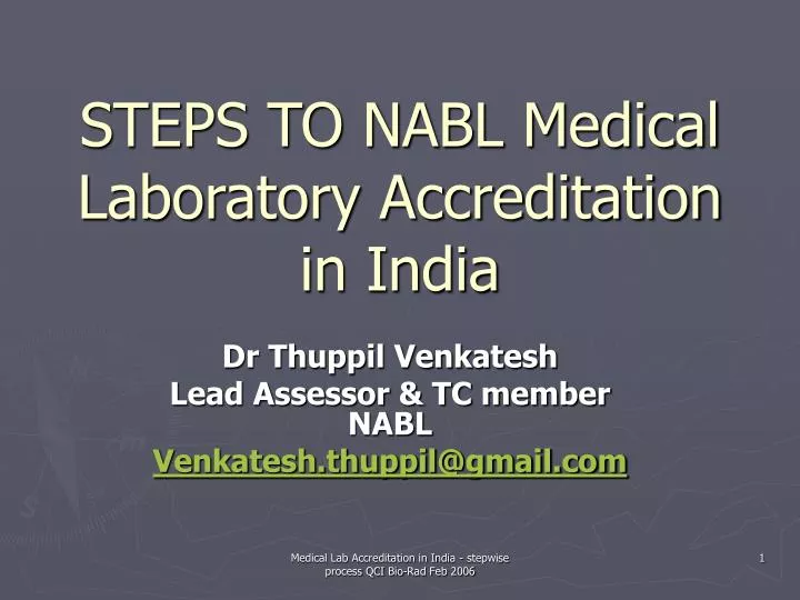 steps to nabl medical laboratory accreditation in india n.
