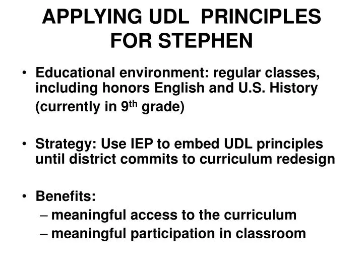 applying udl principles for stephen n.