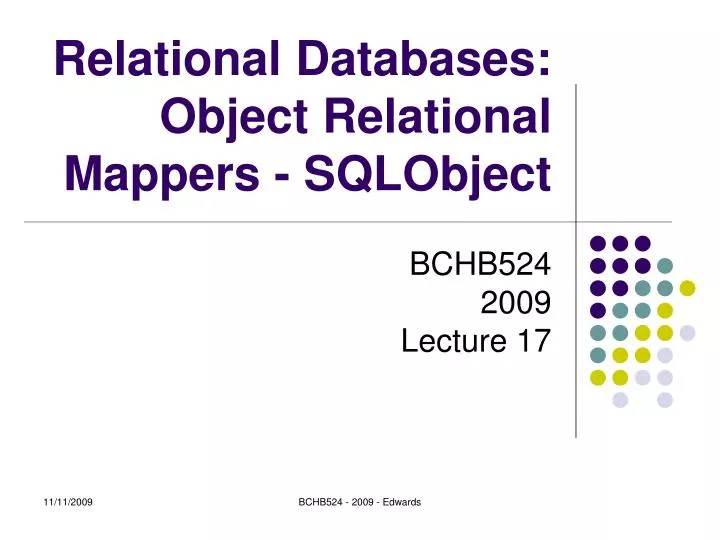 relational databases object relational mappers sqlobject n.