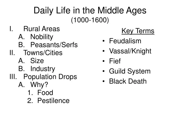 daily life in the middle ages 1000 1600 n.