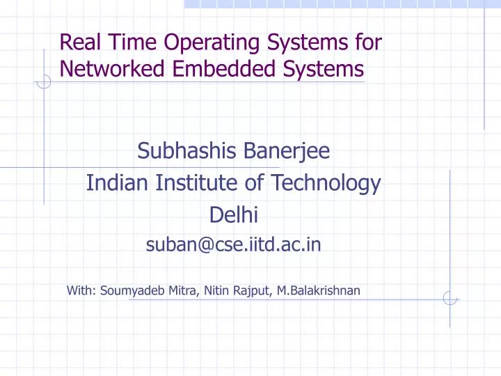 real time operating systems for networked embedded systems n.