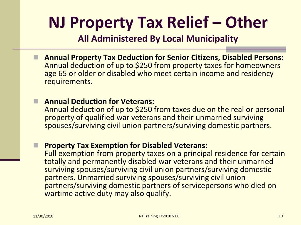 PPT New Jersey Property Tax Relief Programs PowerPoint Presentation