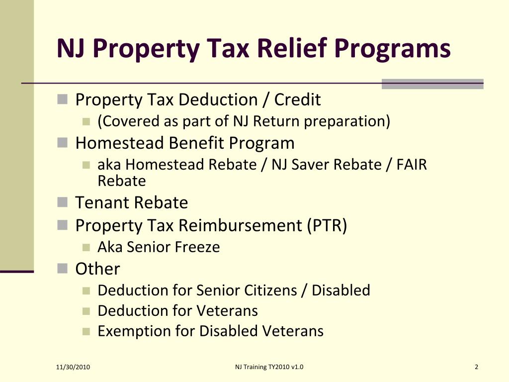 Nj Real Estate Tax Rebate For Senior Citizens