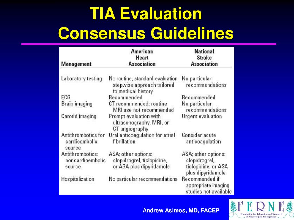 PPT ED Transient Ischemic Attack Patient Management Can Atrisk