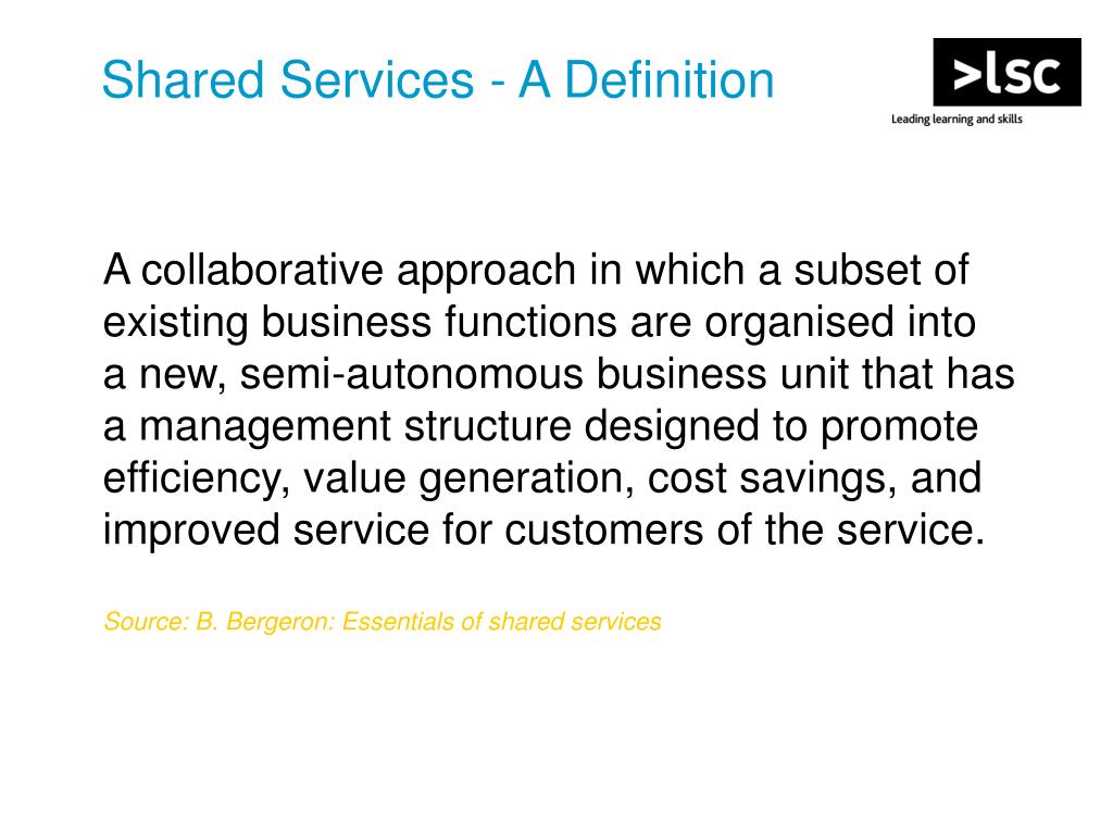 PPT Shared Services Learning And Skills Shared Services Advisory 