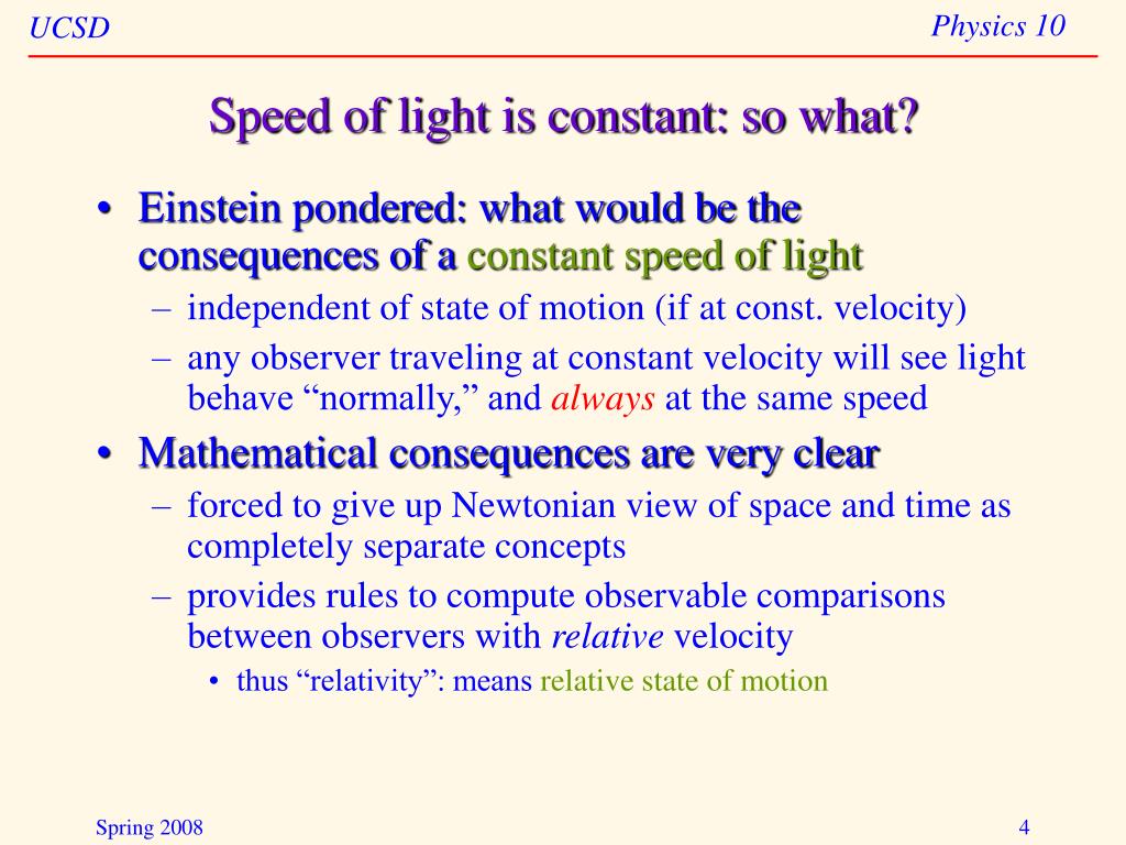 does light travel at a constant speed