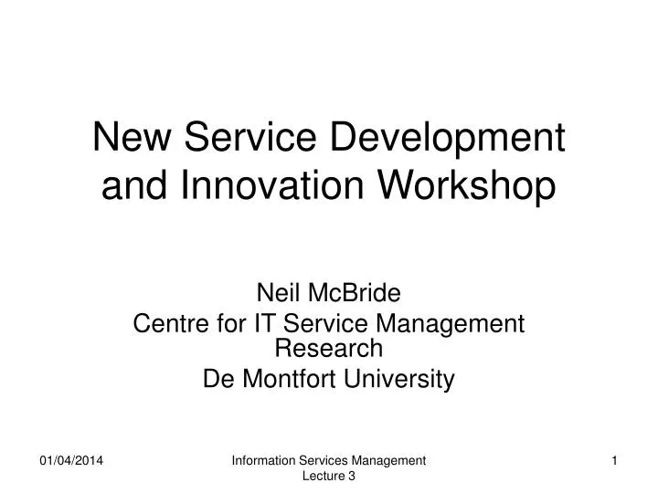 new service development and innovation workshop n.