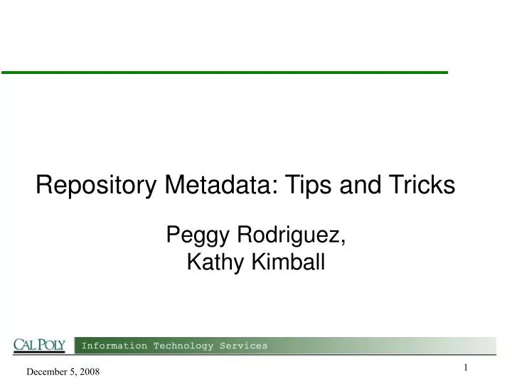 repository metadata tips and tricks n.