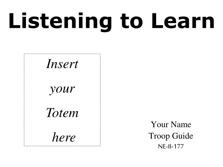 listening to learn n.