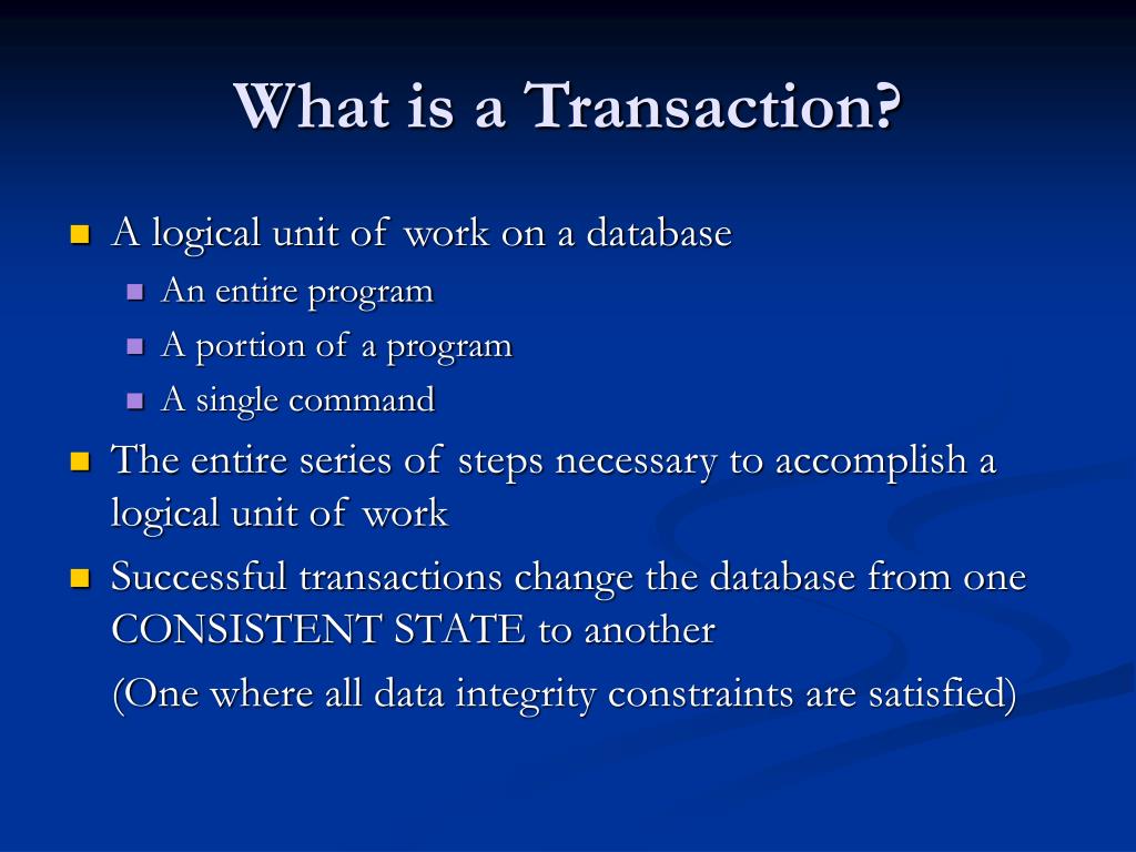 transaction management in database ppt