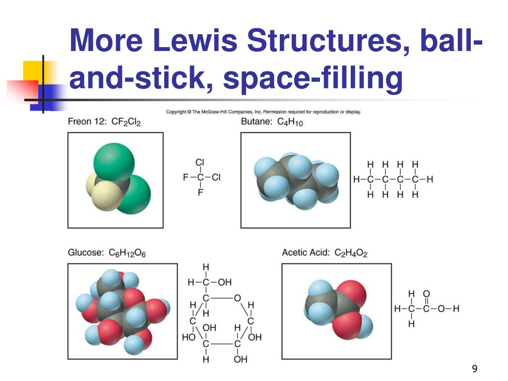 more lewis structures ball and stick space filling.