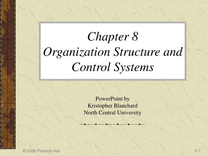chapter 8 organization structure and control systems n.