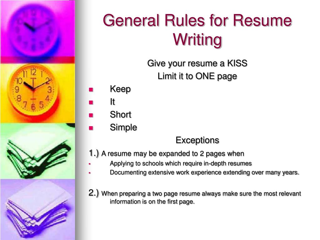 resume writing rules
