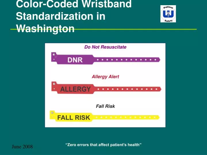 color coded wristband standardization in washington n.