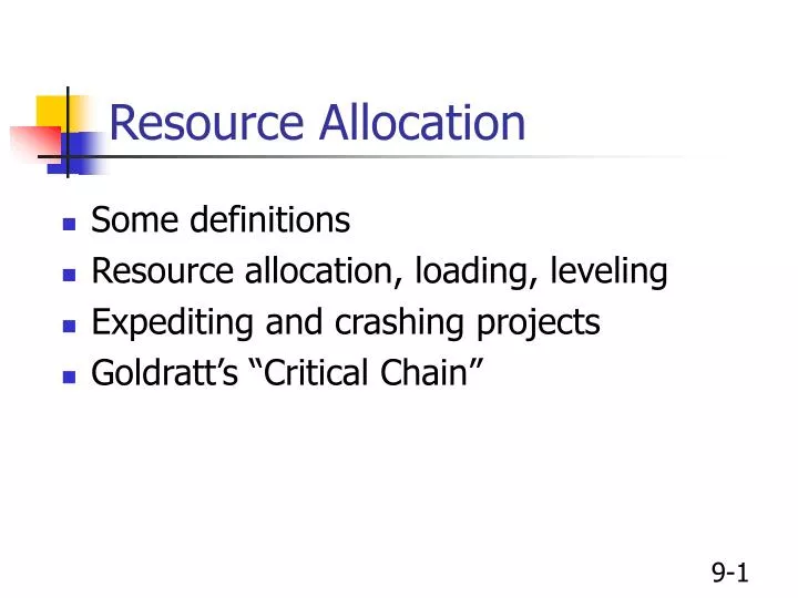 resource allocation n.