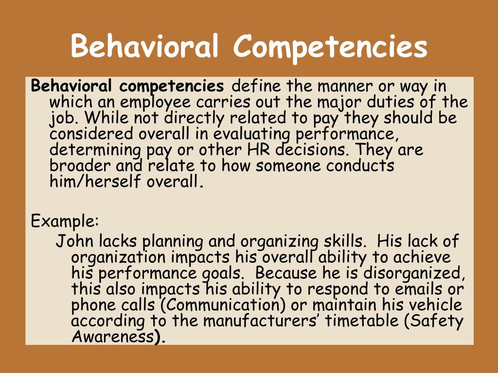 Behavioural competencies in job descriptions