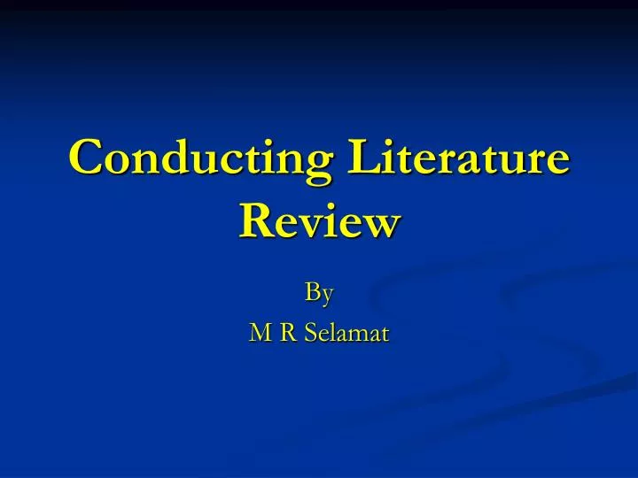 what is conducting a literature review