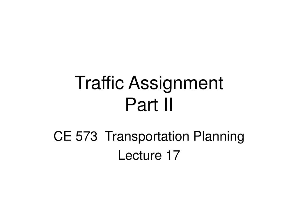 traffic assignment in transport planning