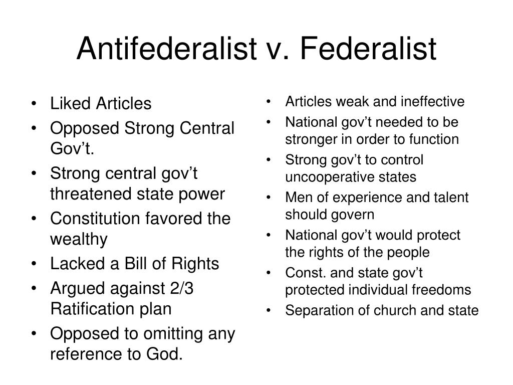 thesis statement for federalist and anti federalist