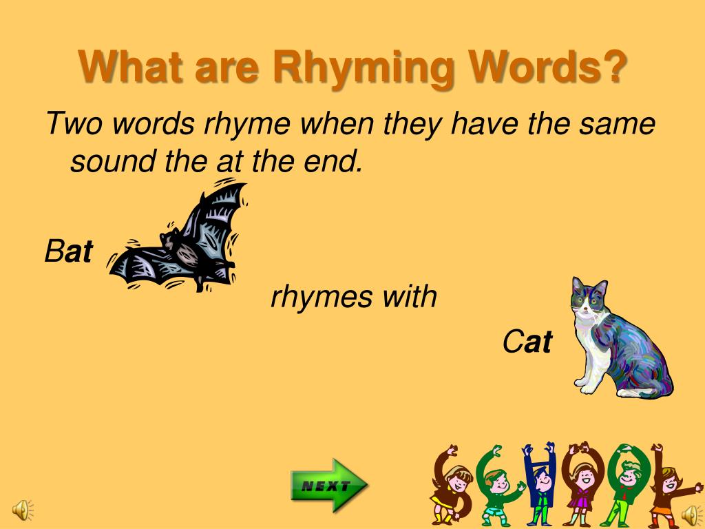 words rhyme with presentation