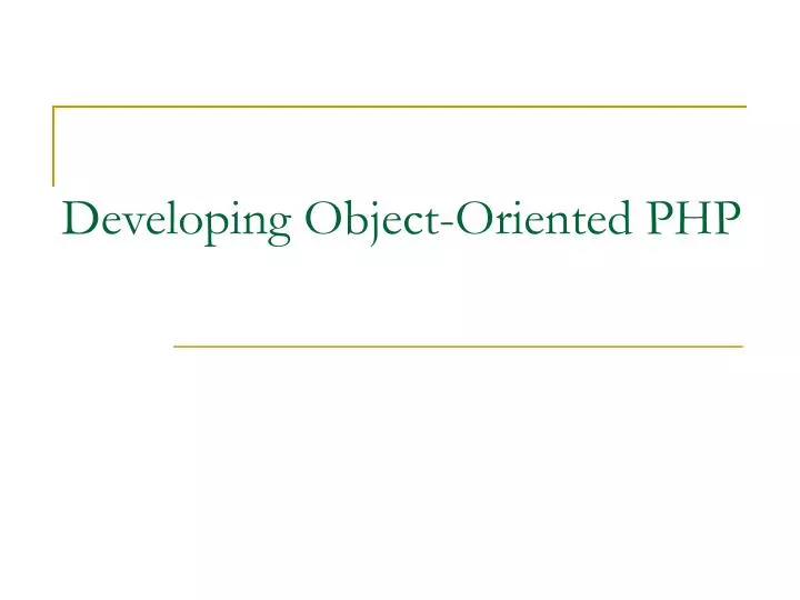 developing object oriented php n.