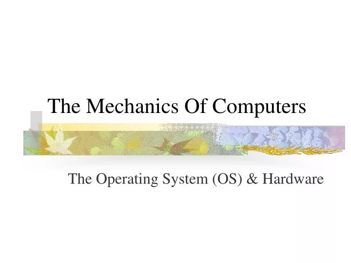 the mechanics of computers n.