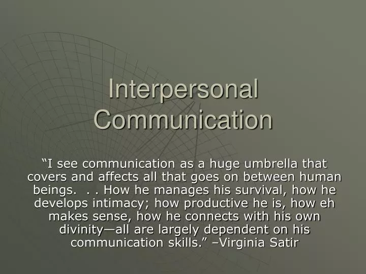 interpersonal communication n.