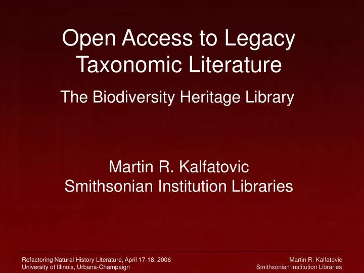 open access to legacy taxonomic literature n.
