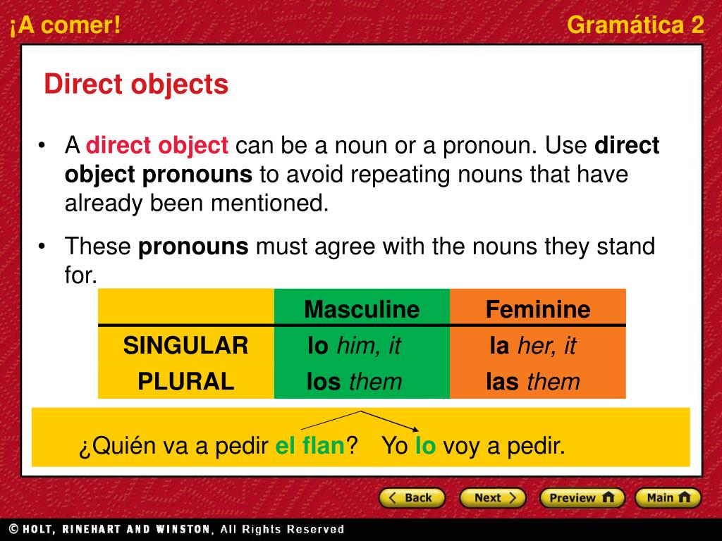 PPT Direct Objects And Direct Object Pronouns PowerPoint Presentation 