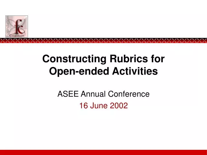 constructing rubrics for open ended activities n.