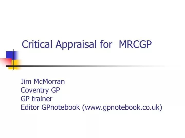 critical appraisal for mrcgp n.