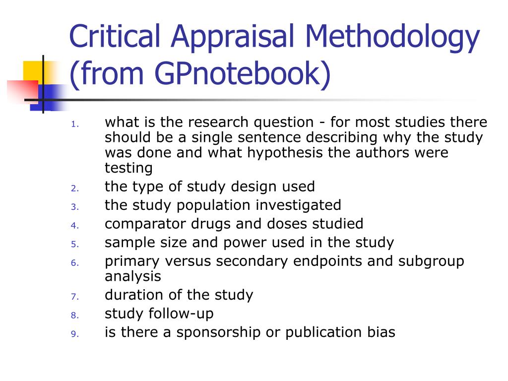 critical appraisal methodology