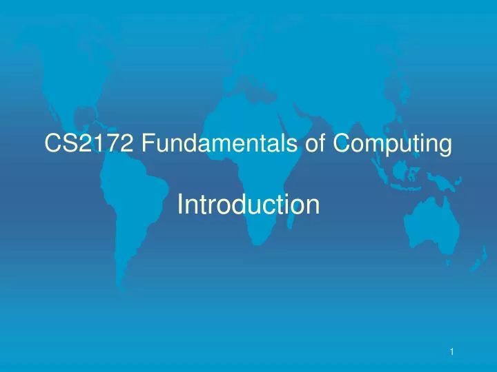 cs2172 fundamentals of computing introduction n.
