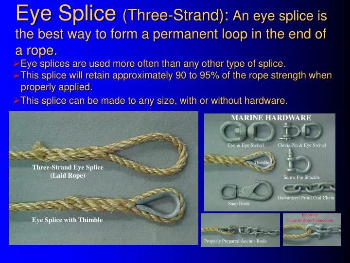 PPT Eye Splice (ThreeStrand) An eye splice is the best way to form a permanent loop in the