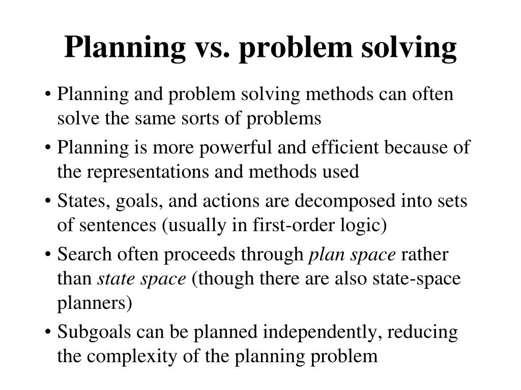 difference between problem solving and planning