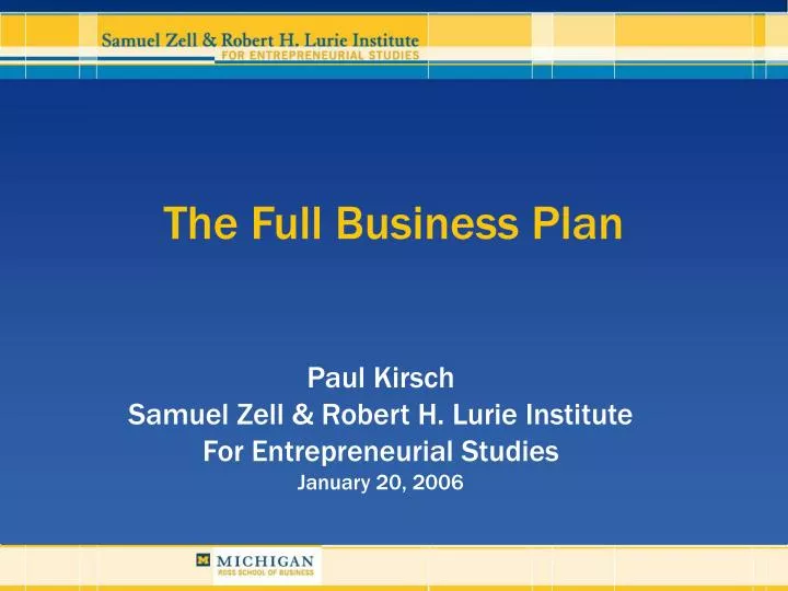 the full business plan n.