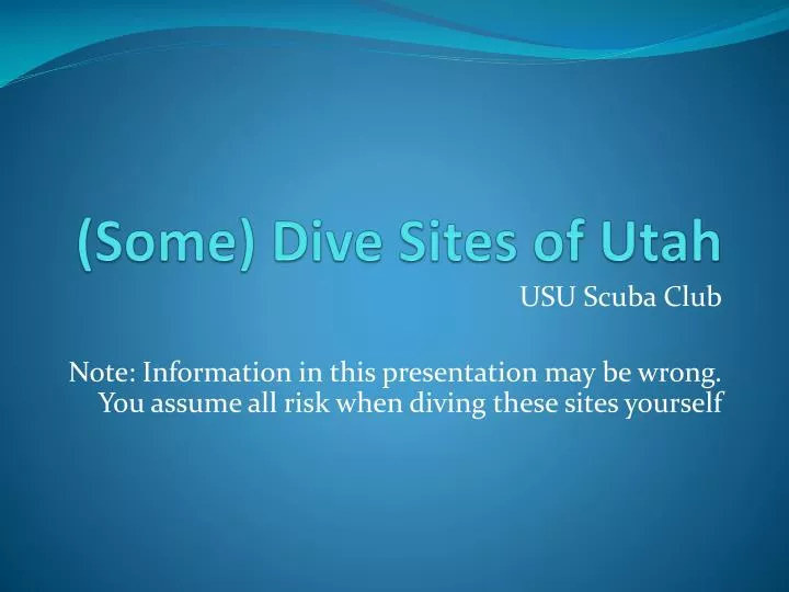 some dive sites of utah n.