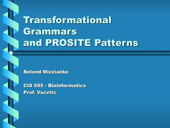 transformational grammars and prosite patterns n.