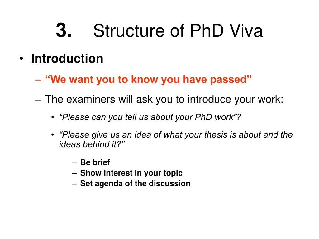 phd viva presentation structure