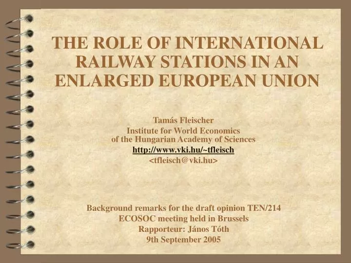 the role of international railway stations in an enlarged european union n.