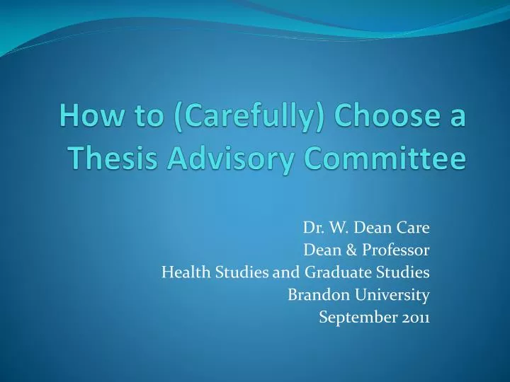 thesis advisory committees