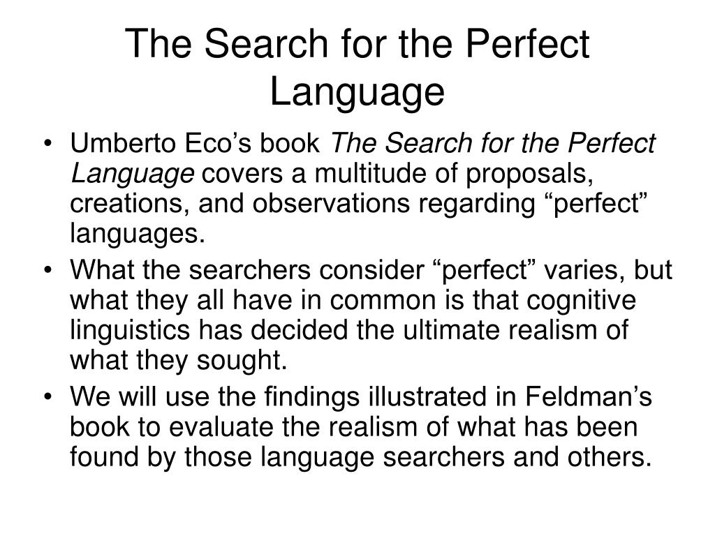 Umberto Eco: Search for the Perfect Language