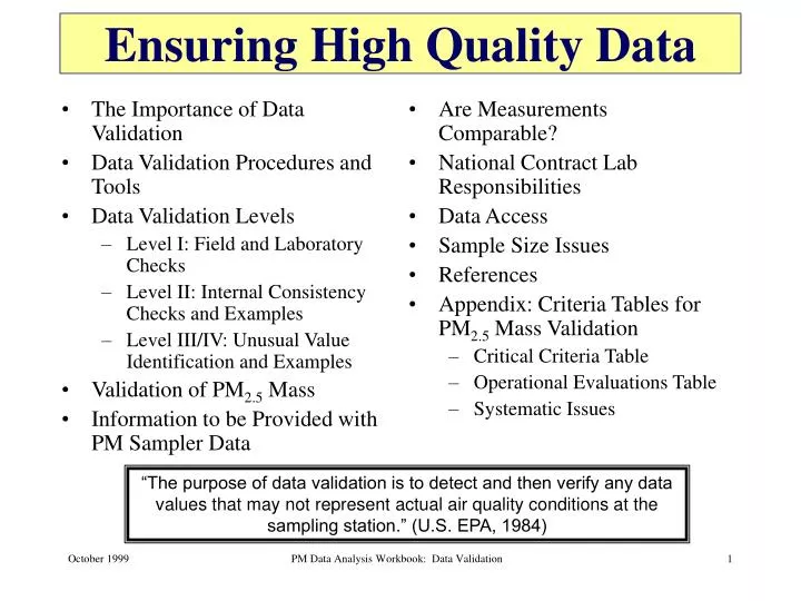 ensuring high quality data n.