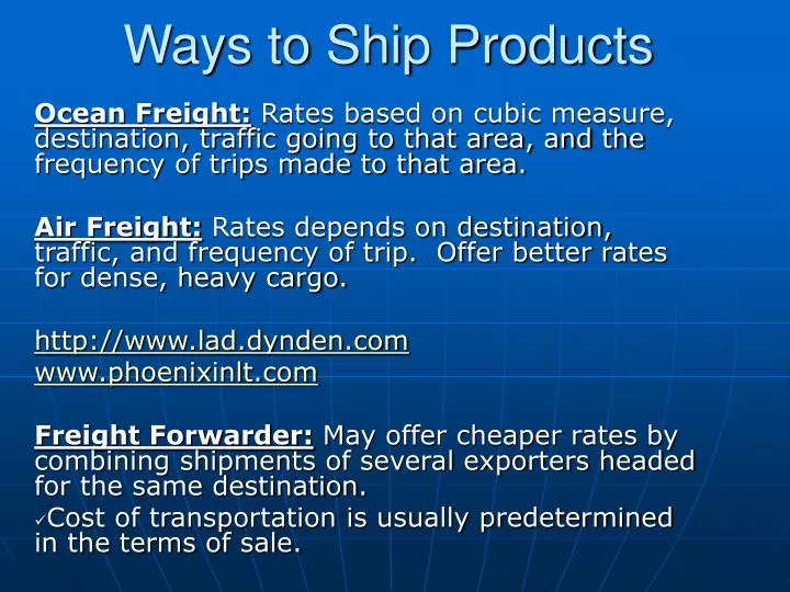 ways to ship products n.