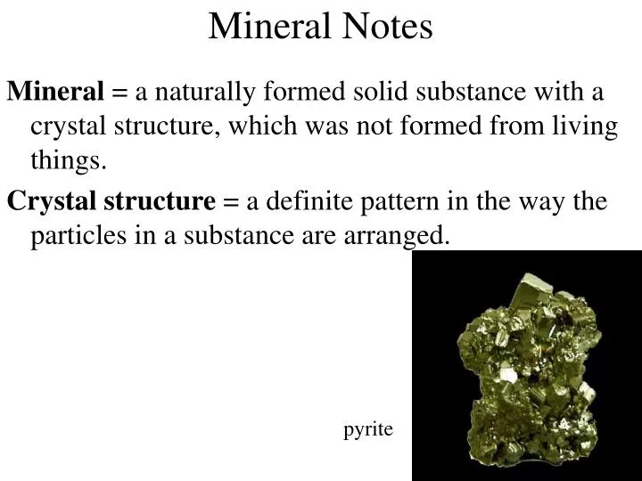 mineral notes n.