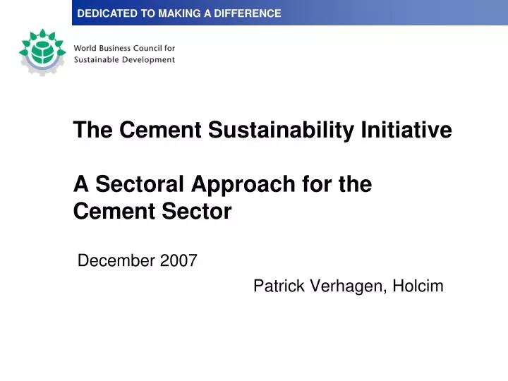 the cement sustainability initiative a sectoral approach for the cement sector n.