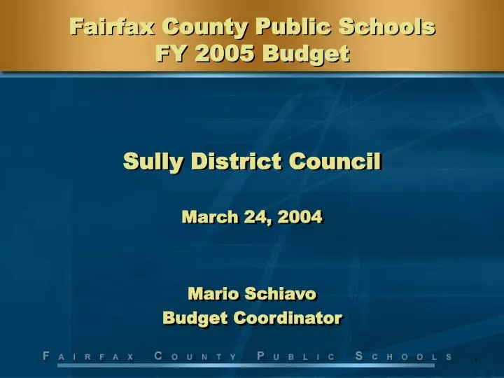 PPT Fairfax County Public Schools FY 2005 Budget PowerPoint